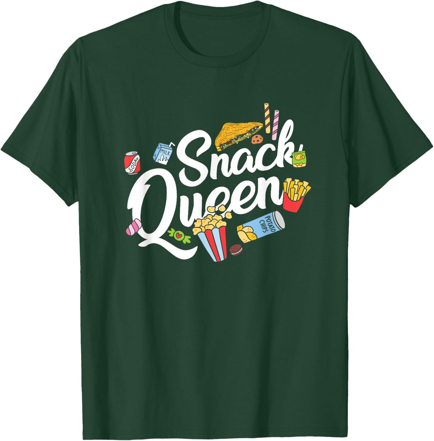 Funny Snack Lover Designs Girls Snack Queen T-Shirt - T-Shirt | Forest