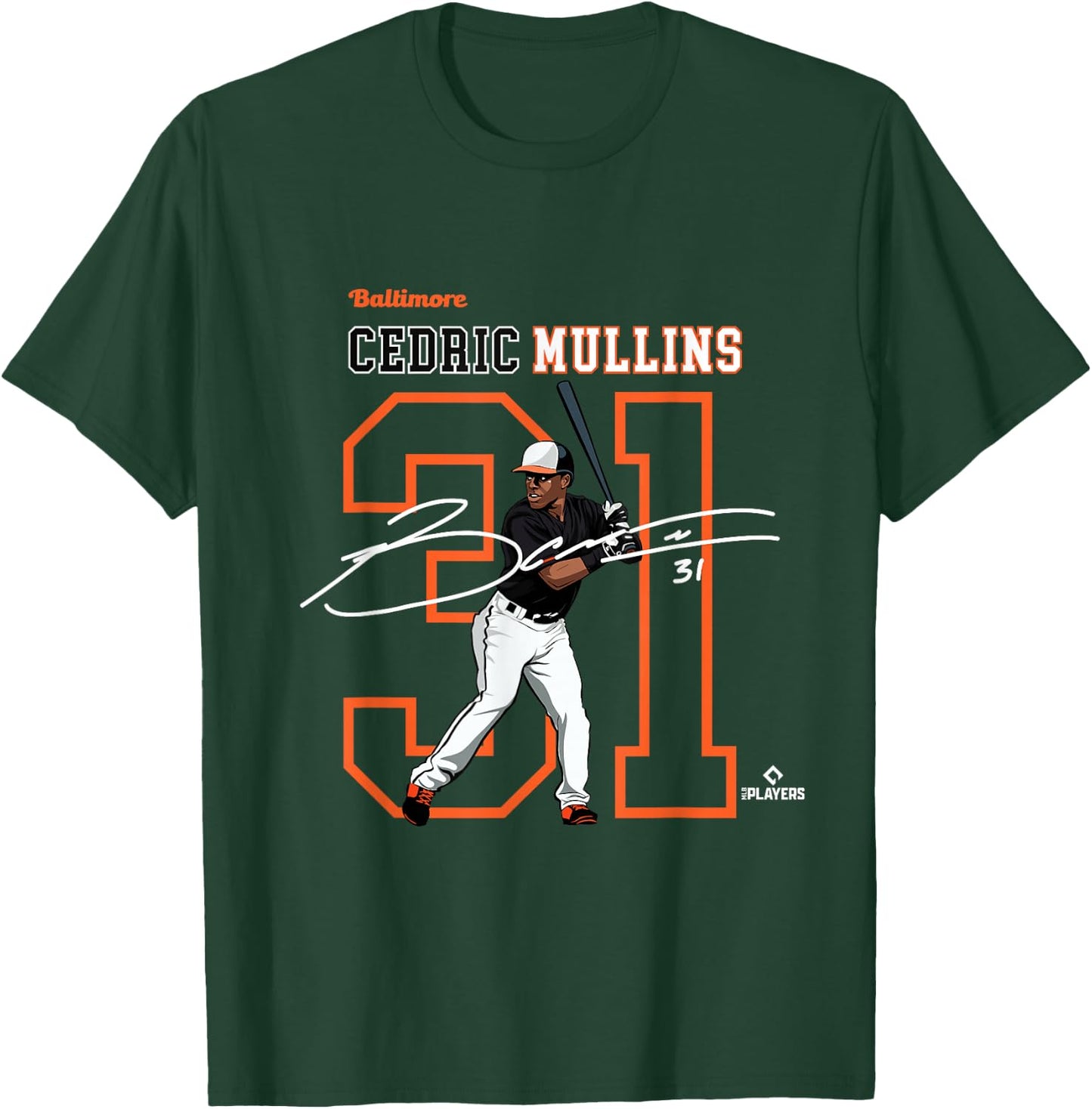 Cedric Mullins | Baltimore Baseball Players | MLBCMS3004 T-Shirt - T-Shirt | Forest