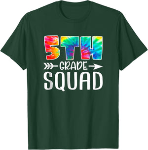 5th Grade Squad Tie Dye Back to School Teacher Student Men Women Kids T-Shirt - T-Shirt | Forest