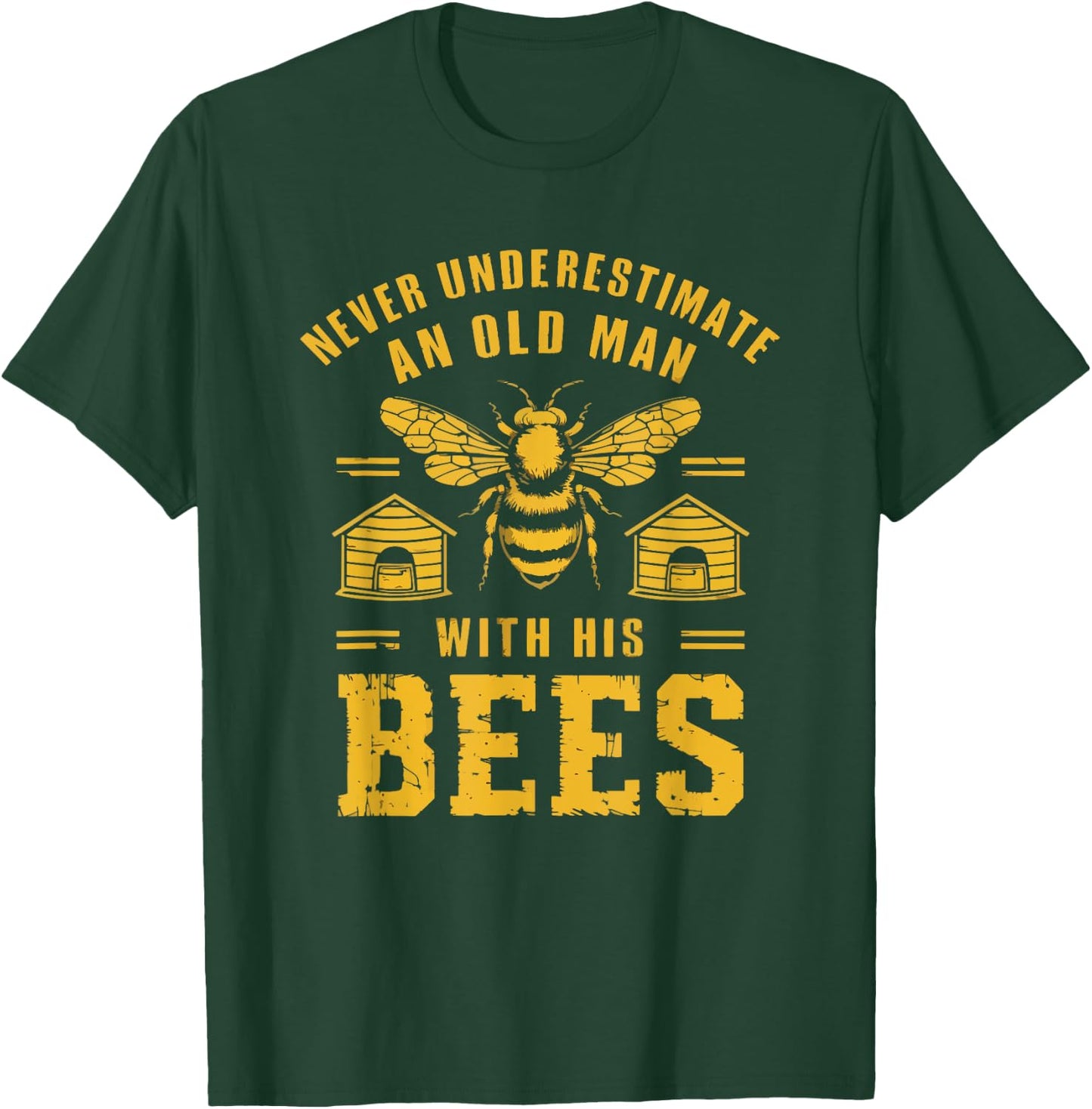Funny Never Underestimate An Old Man Beekeeper Hive Vintage T-Shirt - T-Shirt | Forest