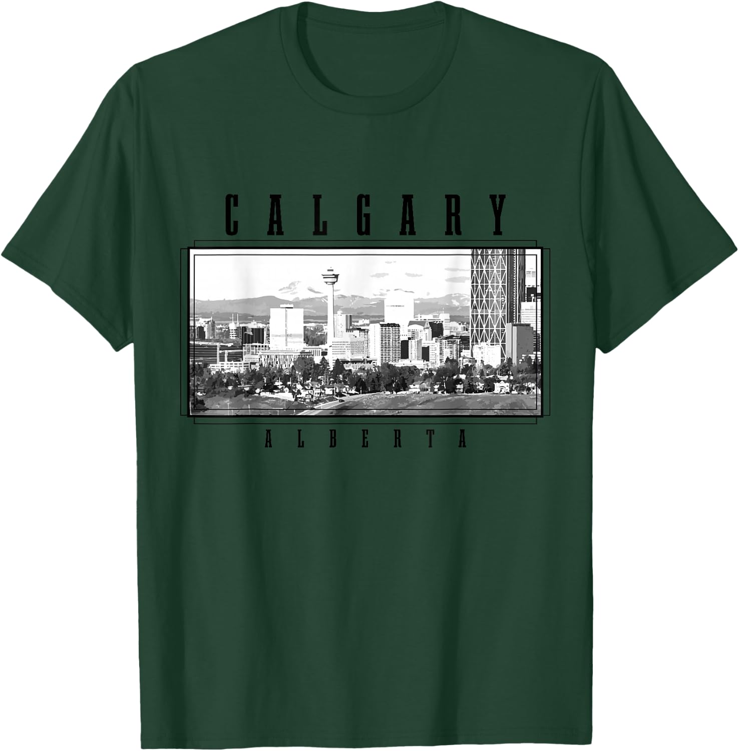 Calgary Alberta Canada Vintage Souvenir Skyline T-Shirt - T-Shirt | Forest