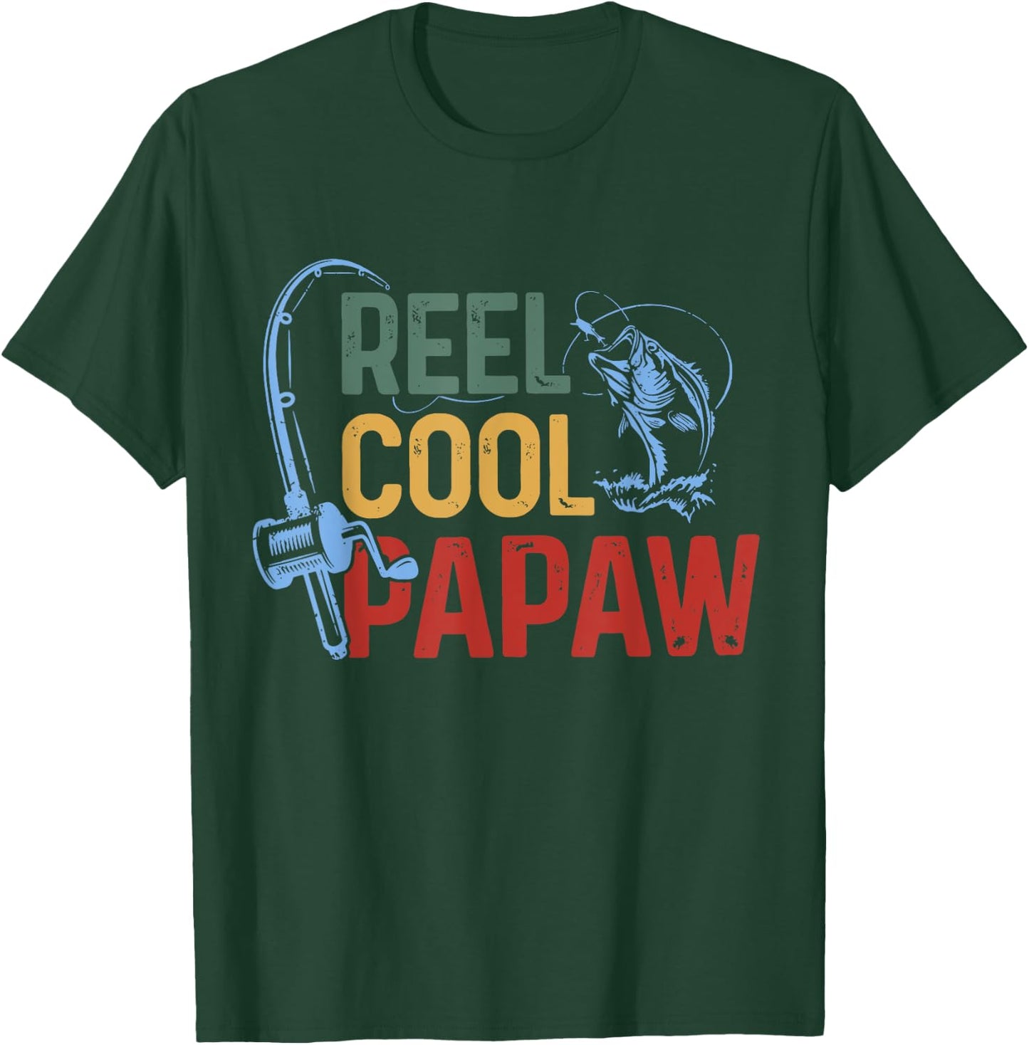 Fishing Reel Cool Papaw Father’s day Fisherman Papaw T-Shirt - T-Shirt | Forest