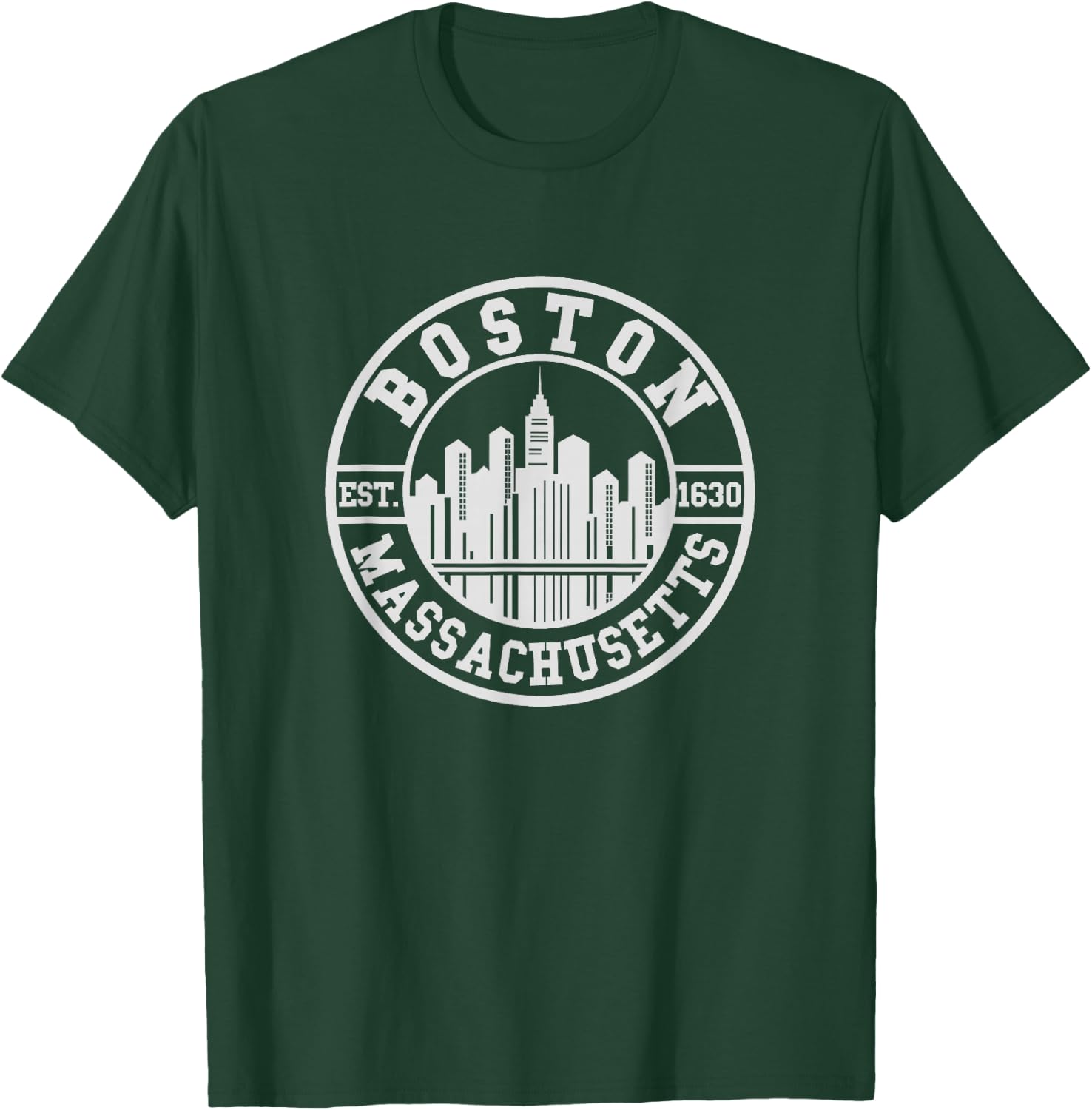 Boston Skyline - Throwback Design - Classic T-Shirt - T-Shirt | Forest