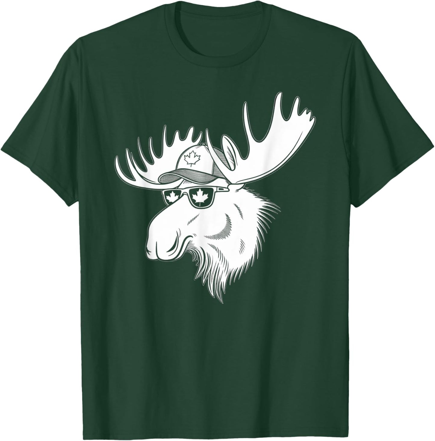Canada Day Canadian Flag Maple Leaf Moose Sunglasses Funny T-Shirt - T-Shirt | Forest