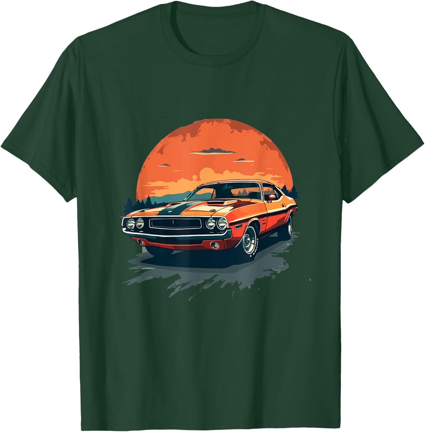 Classic Car , Retro Car , Musclecar Car , black T-Shirt - T-Shirt | Forest