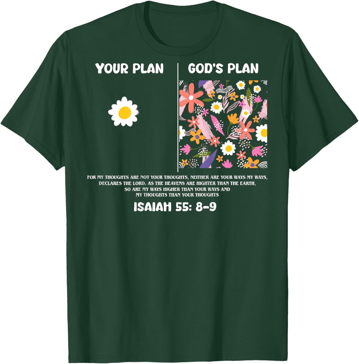 Your Plan And God's Plan Isaiah Bible Verse Faith (back) , Black, S T-Shirt - T-Shirt | Forest