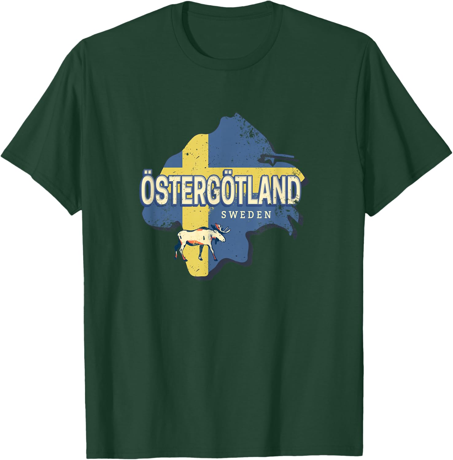 Östergötland Sweden Retro Province Map Vintage Souvenir T-Shirt - T-Shirt | Forest