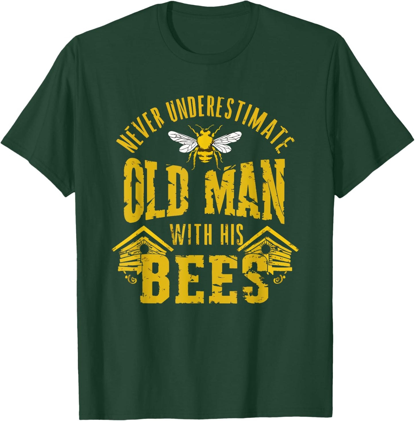 Funny Never Underestimate An Old Man Beekeeper Vintage T-Shirt - T-Shirt | Forest