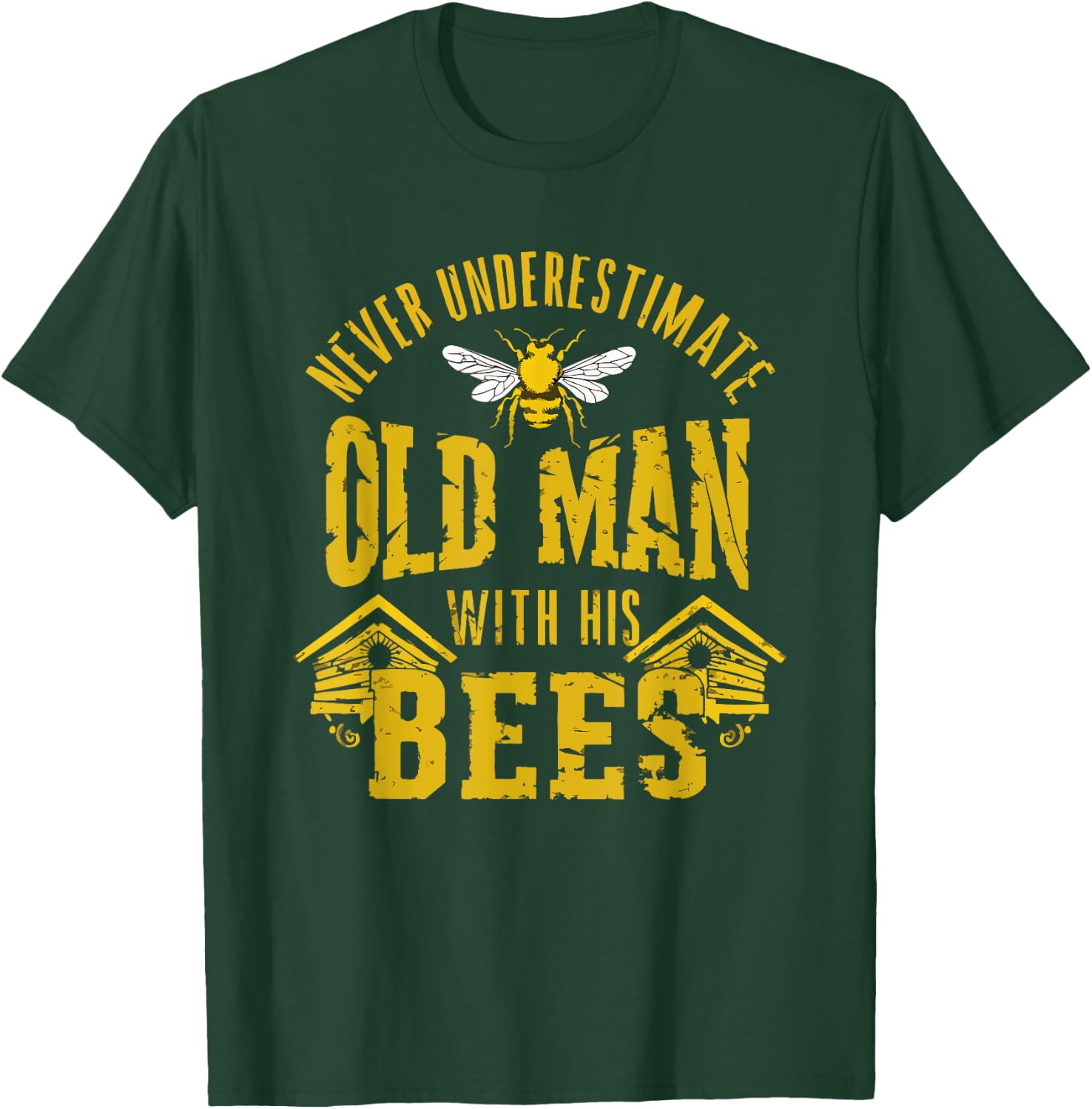 Funny Never Underestimate An Old Man Beekeeper Vintage T-Shirt - T-Shirt | Forest