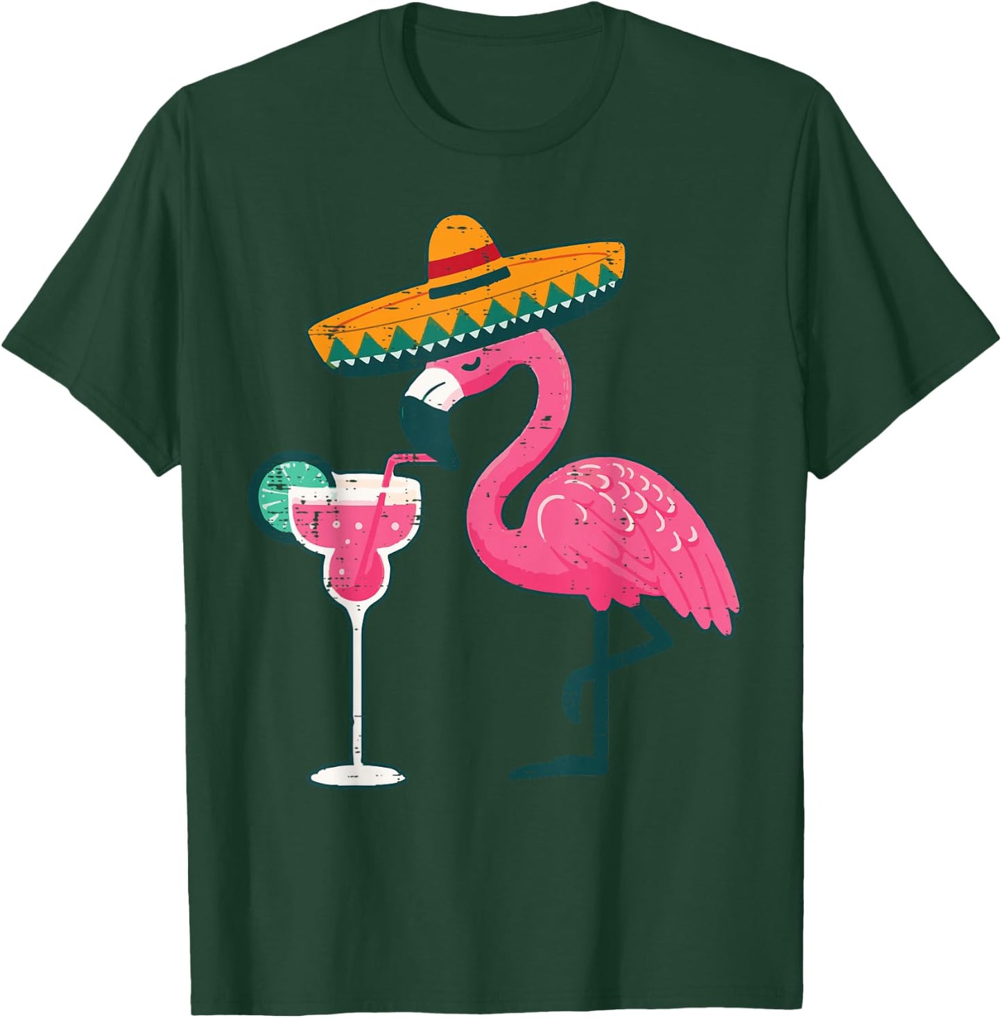 Mexican Flamingo Sombrero Cinco De Mayo Fiesta Women Men Kid T-Shirt - T-Shirt | Forest