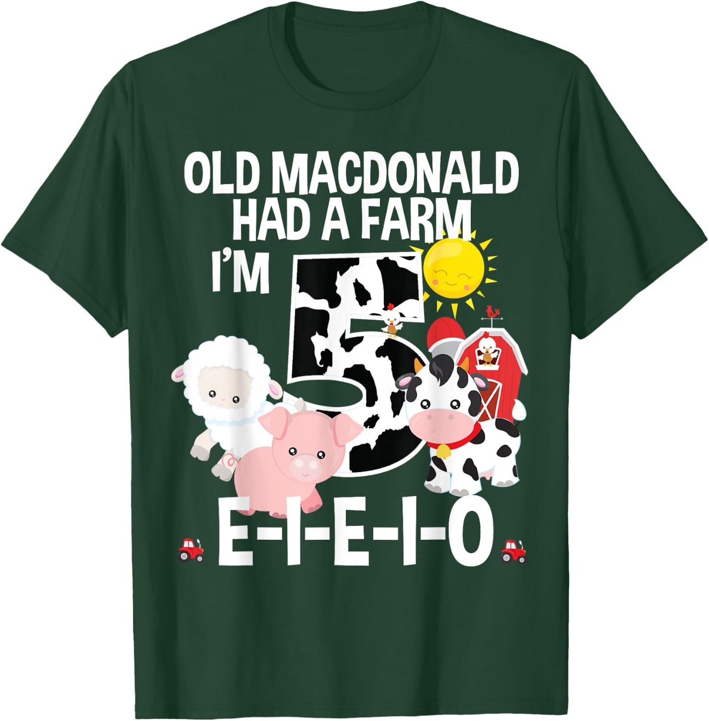 Toddler Kids Old MacDonald 5th Birthday Party Nursery Song T-Shirt - T-Shirt | Forest