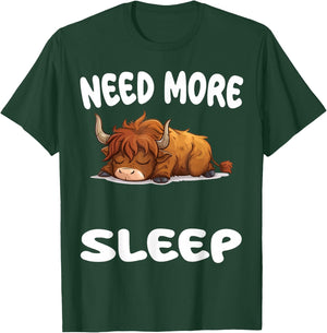 Cute Scottish Highland Cow Need More Sleep Pajamas Nightgown T-Shirt - T-Shirt | Forest