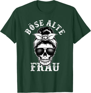 Böse Alte Frau unordentlicher Brötchenschädel T-Shirt - T-Shirt | Forest