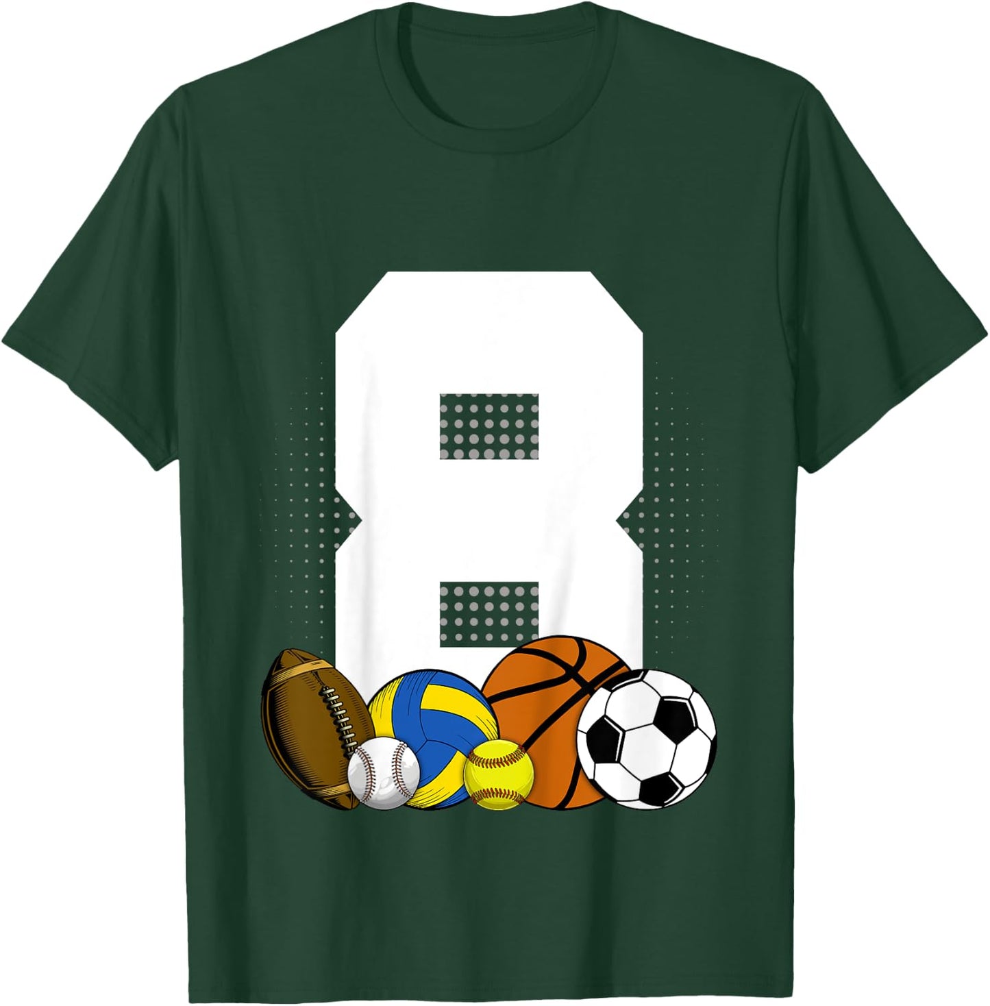 Kids 8 years Birthday Sports Kids Boys 8th Birthday Baller T-Shirt - T-Shirt | Forest