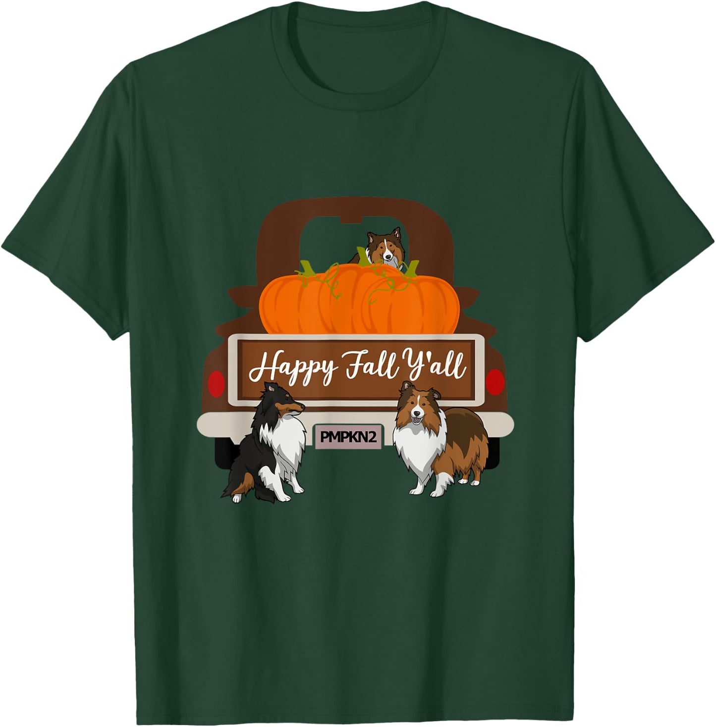 Sheltie Sheltie Shirt Happy Fall Y'all Sheltie Gift T-Shirt - T-Shirt | Forest