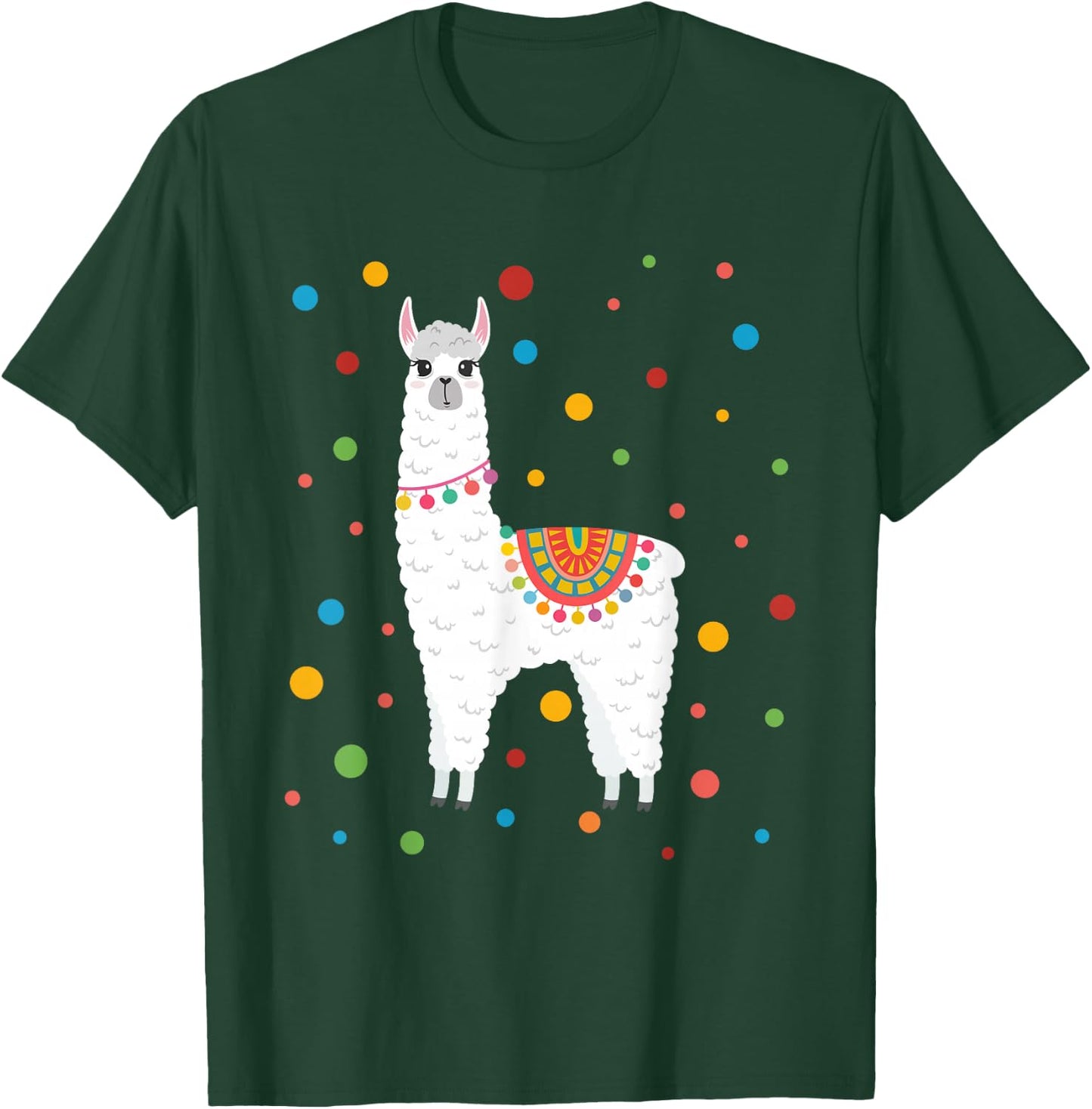 Dot Day Shirt Polka Dots Dotted Llama Kid Girls Youth T-Shirt - T-Shirt | Forest