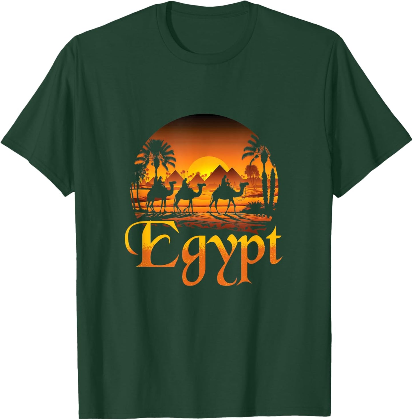 Egypt Camels | The Pyramids Of Cheops | Egyptian T-Shirt - T-Shirt | Forest