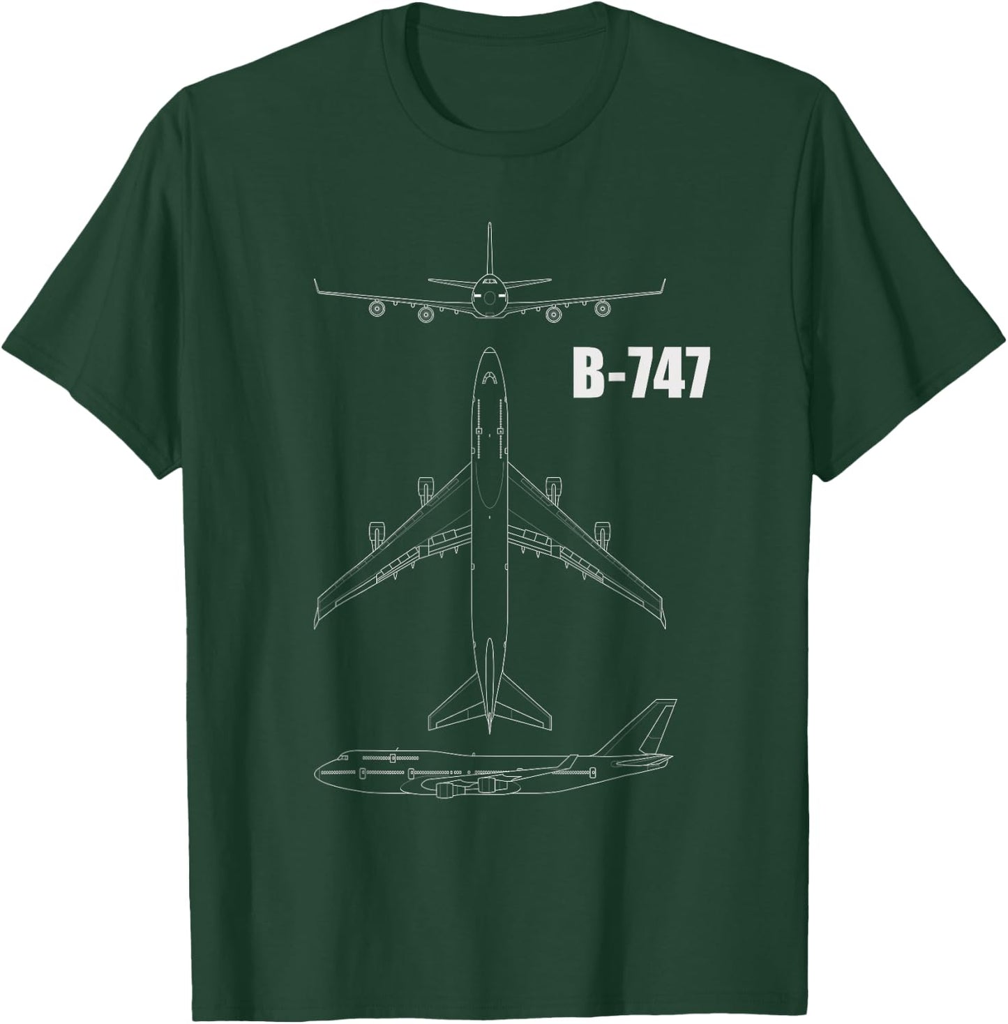 B-747 Aeroplane Design , black T-Shirt - T-Shirt | Forest