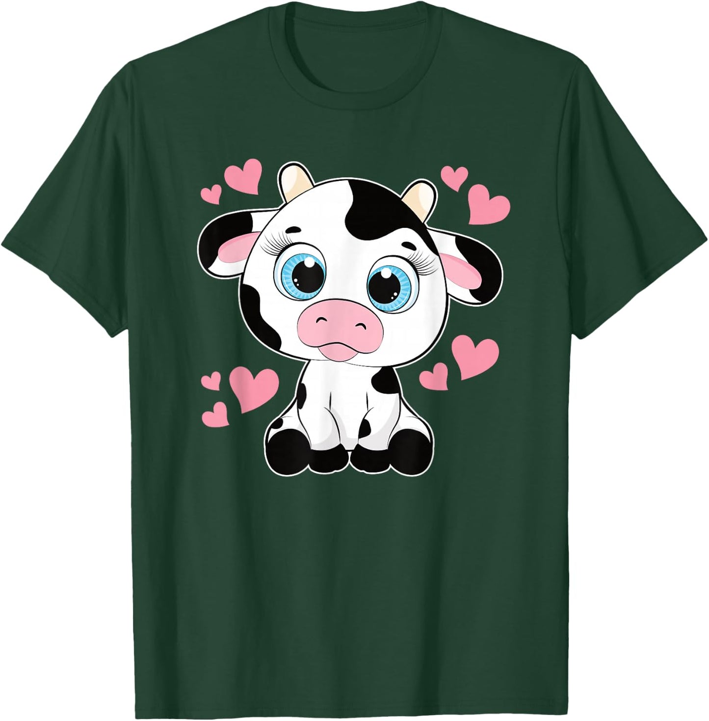 Cute Cow Pattern Kawaii Cow Lover Women Girls Kids Toddlers T-Shirt - T-Shirt | Forest