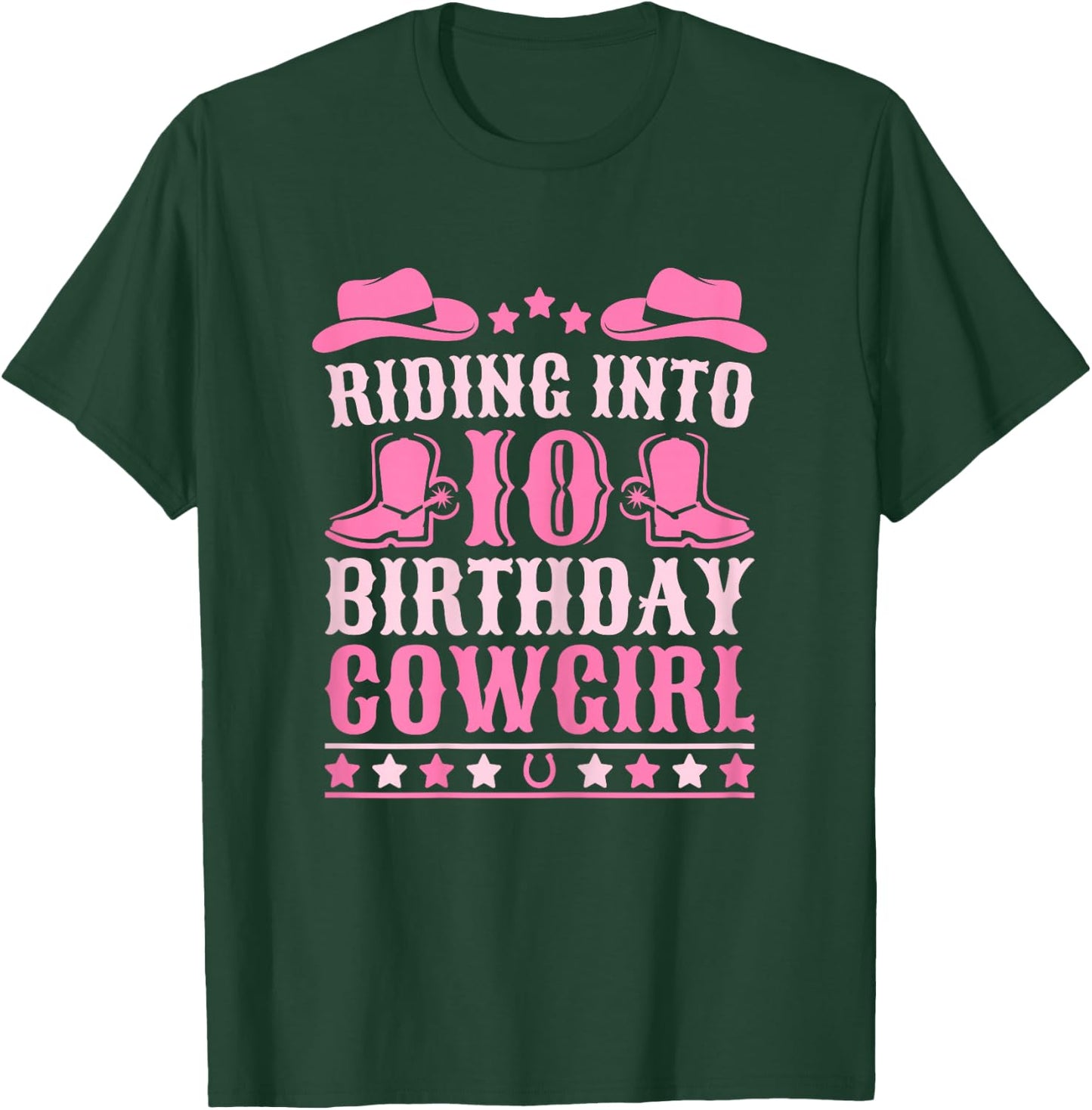10yr Birthday Cowgirl Outfit 10 Year Old Girl 10th Birthday T-Shirt - T-Shirt | Forest