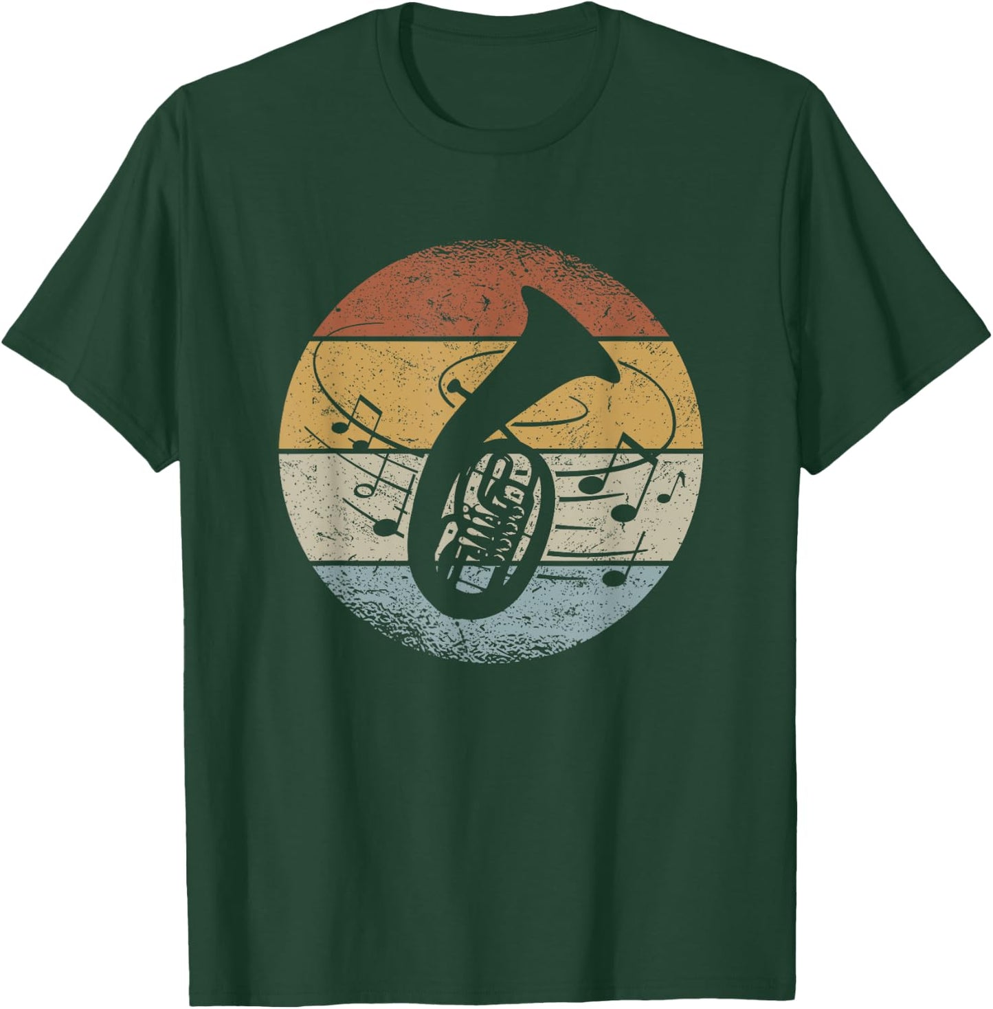 Tenor Hornist Orchestra Musician Notes Retro Tenor Horn , black, s T-Shirt - T-Shirt | Forest