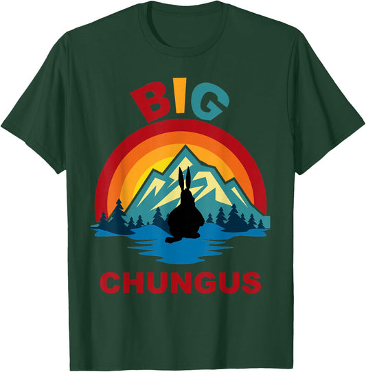 Big Chungus Retro Fat Bunny Sunset T-Shirt - T-Shirt | Forest