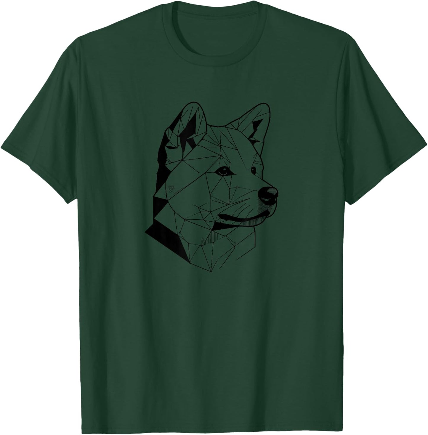 Geometric Line Art Akita Inu Akitas T-Shirt - T-Shirt | Forest