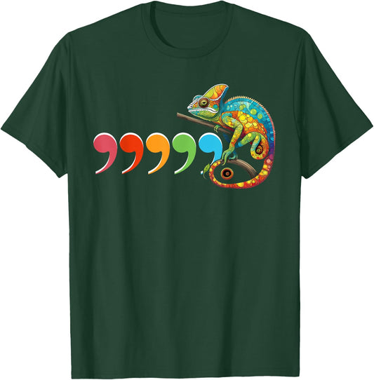 Comma Chameleon Funny 80's Throwback T-Shirt - T-Shirt | Forest