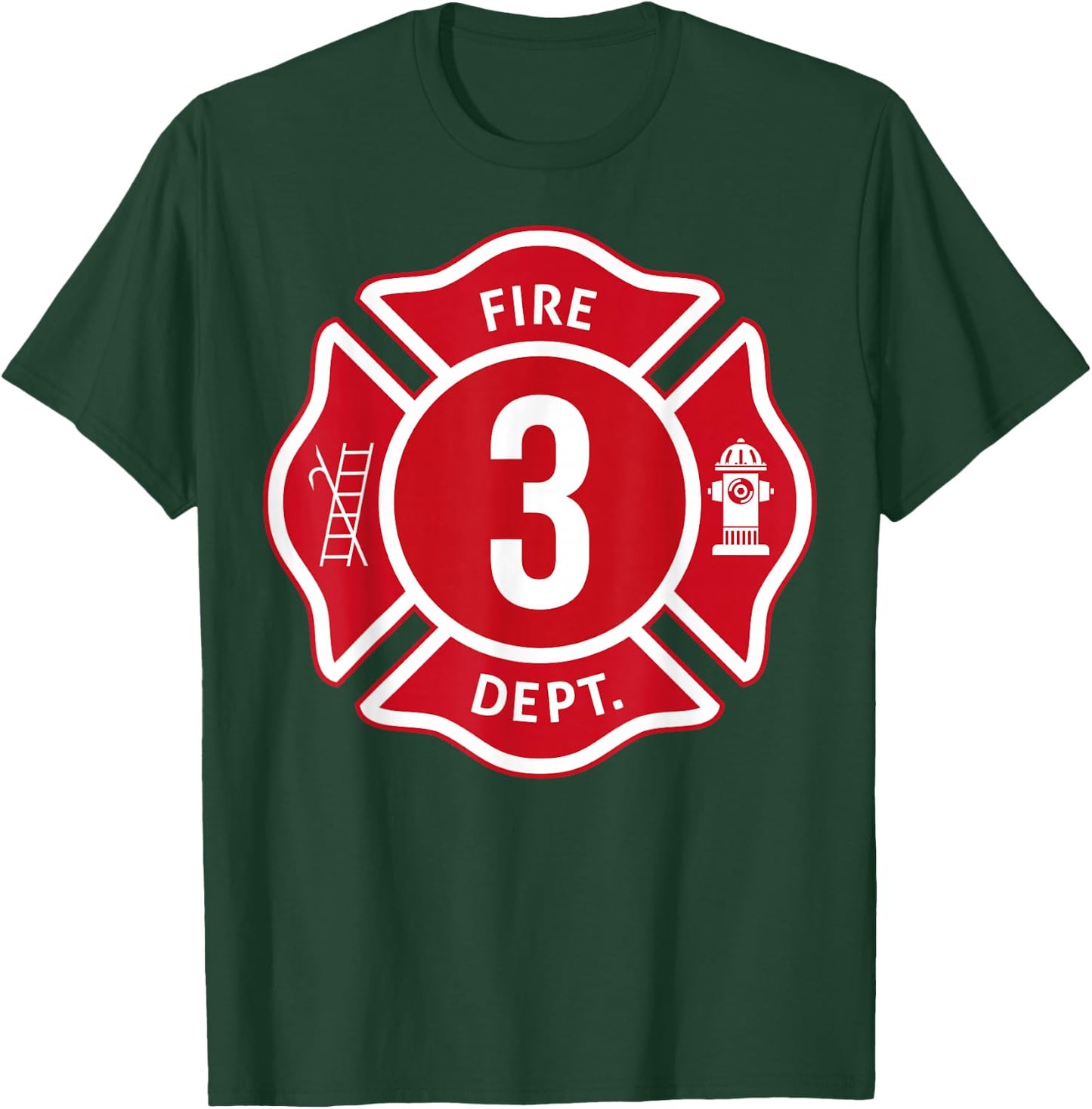 Kids Fire Truck 3rd Birthday Boy Firefighter 3 Year Old T-Shirt - T-Shirt | Forest