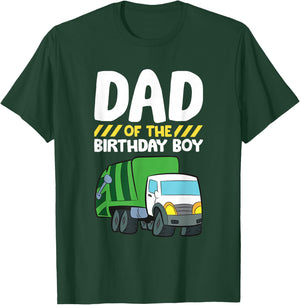 Dad Of The Birthday Boy Garbage Truck Birthday Party T-Shirt - T-Shirt | Forest