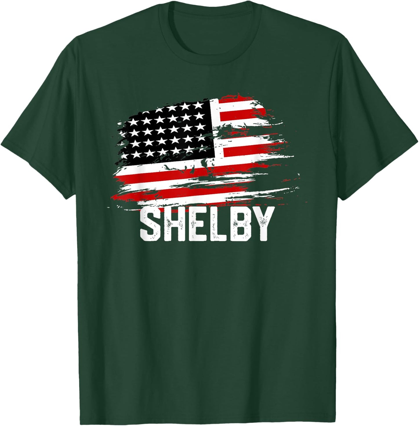 SHELBY USA Flag Personalized 4th of July SHELBY T-Shirt - T-Shirt | Forest