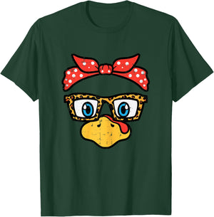 Thanksgiving Turkey Face Eyeglasses Mom Women Girls Kids T-Shirt - T-Shirt | Forest