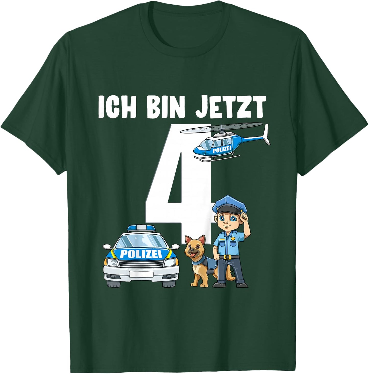 Children's 4th Birthday Police Shirt - 4 Years Old Gift , black T-Shirt - T-Shirt | Forest