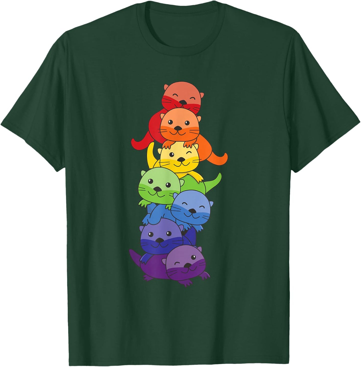 Rainbow Flag Pride Month LGBTQ Rainbow Otter T-Shirt - T-Shirt | Forest