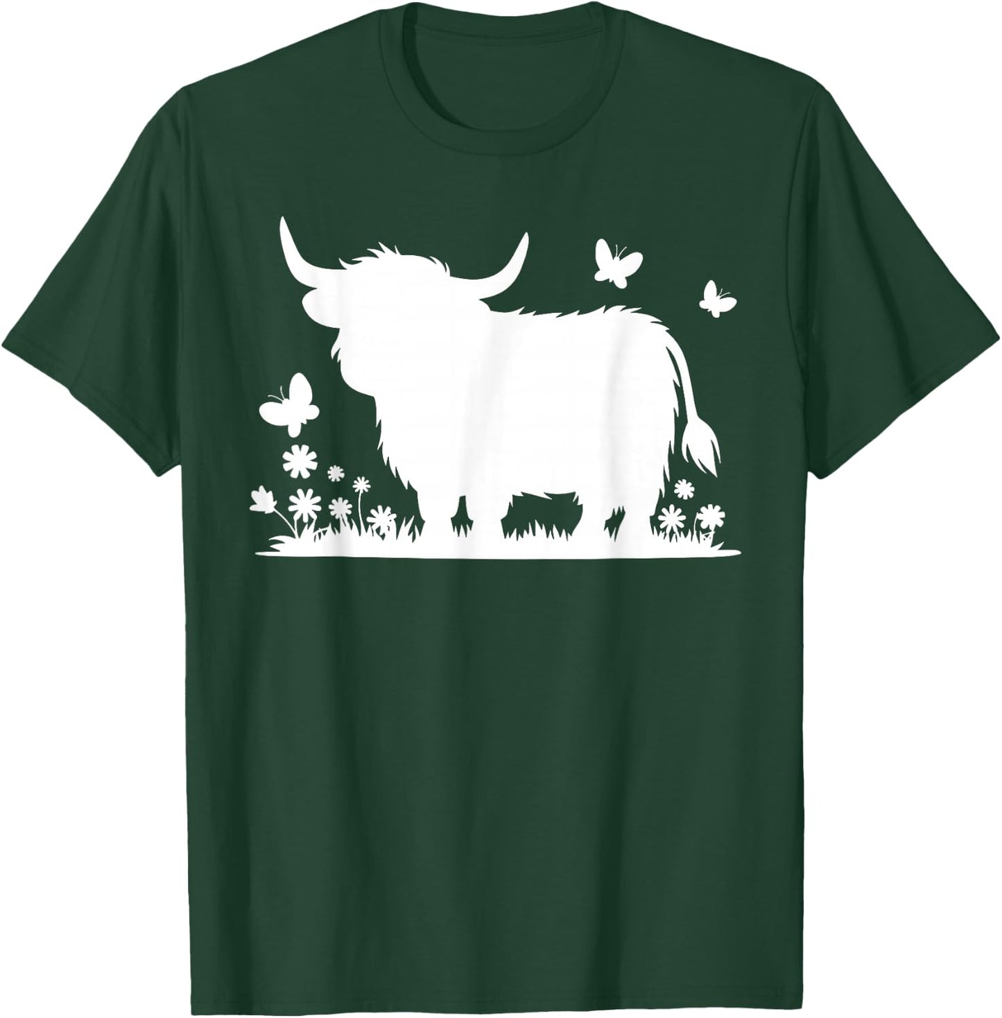 Scottish Highland Cow Cattle Hairy Cow Flowers Woman T-Shirt - T-Shirt | Forest