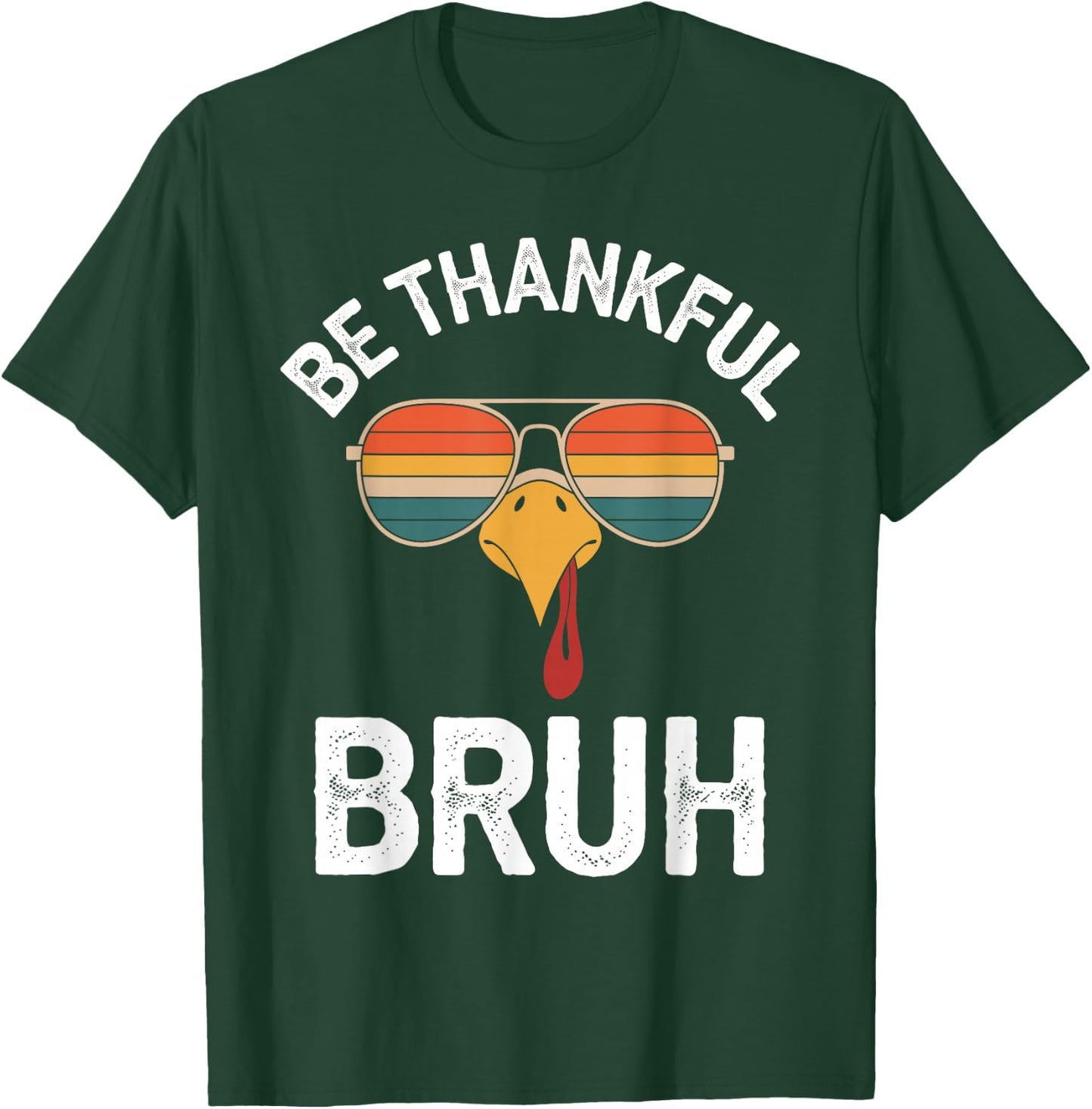 Bruh Thanksgiving Funny Thankful Turkey Boys Kids T-Shirt - T-Shirt | Forest