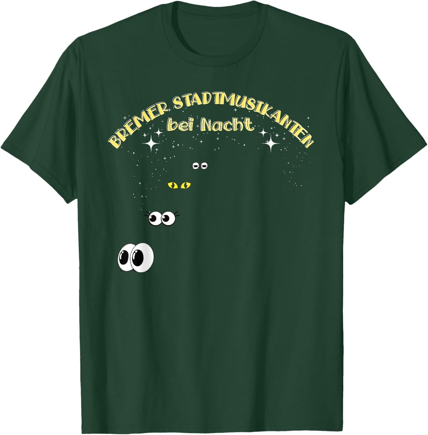Bremer Stadtmusikanten bei Nacht , black T-Shirt - T-Shirt | Forest
