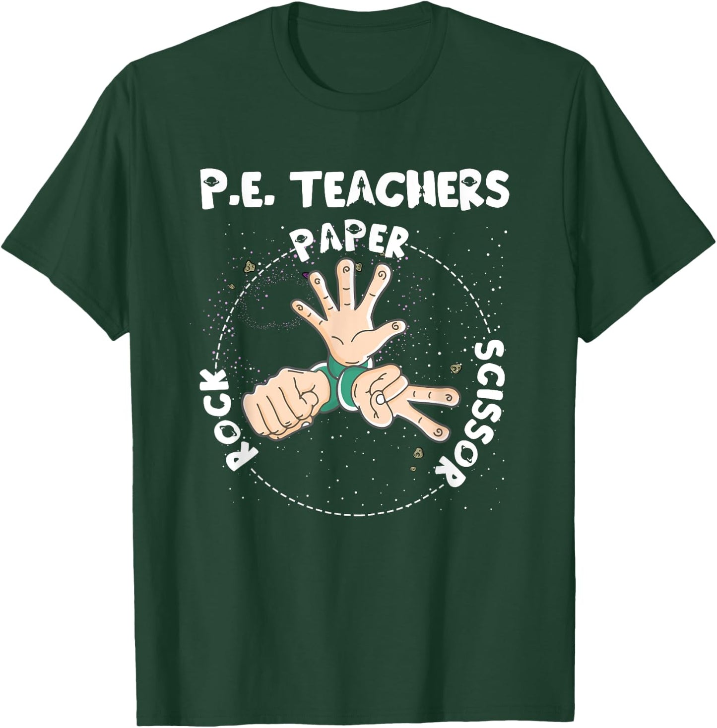 Funny Physical Education PE Teacher Rock Paper Scissor T-Shirt - T-Shirt | Forest