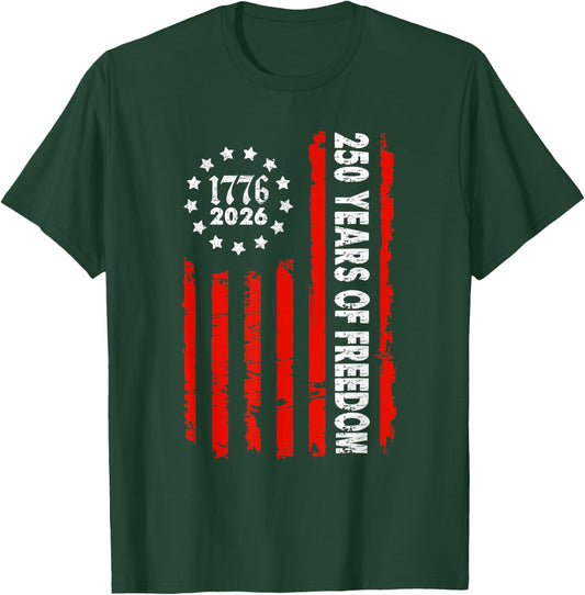 250 Years USA 1776-2026 250th Birthday America 4th July T-Shirt - T-Shirt | Forest