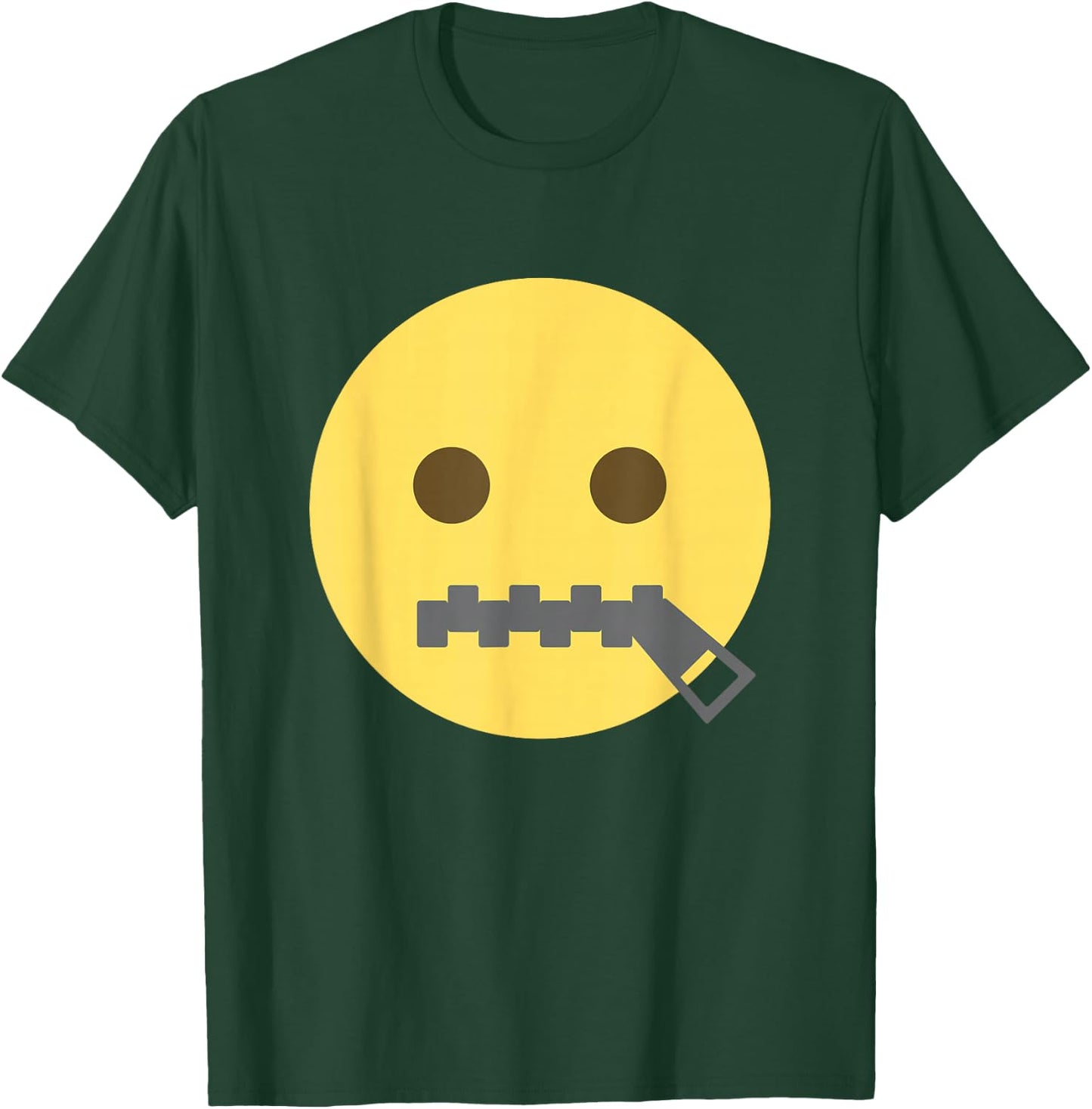 Zipper-Mouth Face Emoticon Lips Sealed Zip It T-Shirt - T-Shirt | Forest