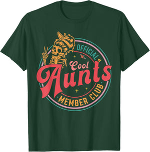 Mother's Day Official Member Cool Aunts Club Skull Halloween T-Shirt - T-Shirt | Forest