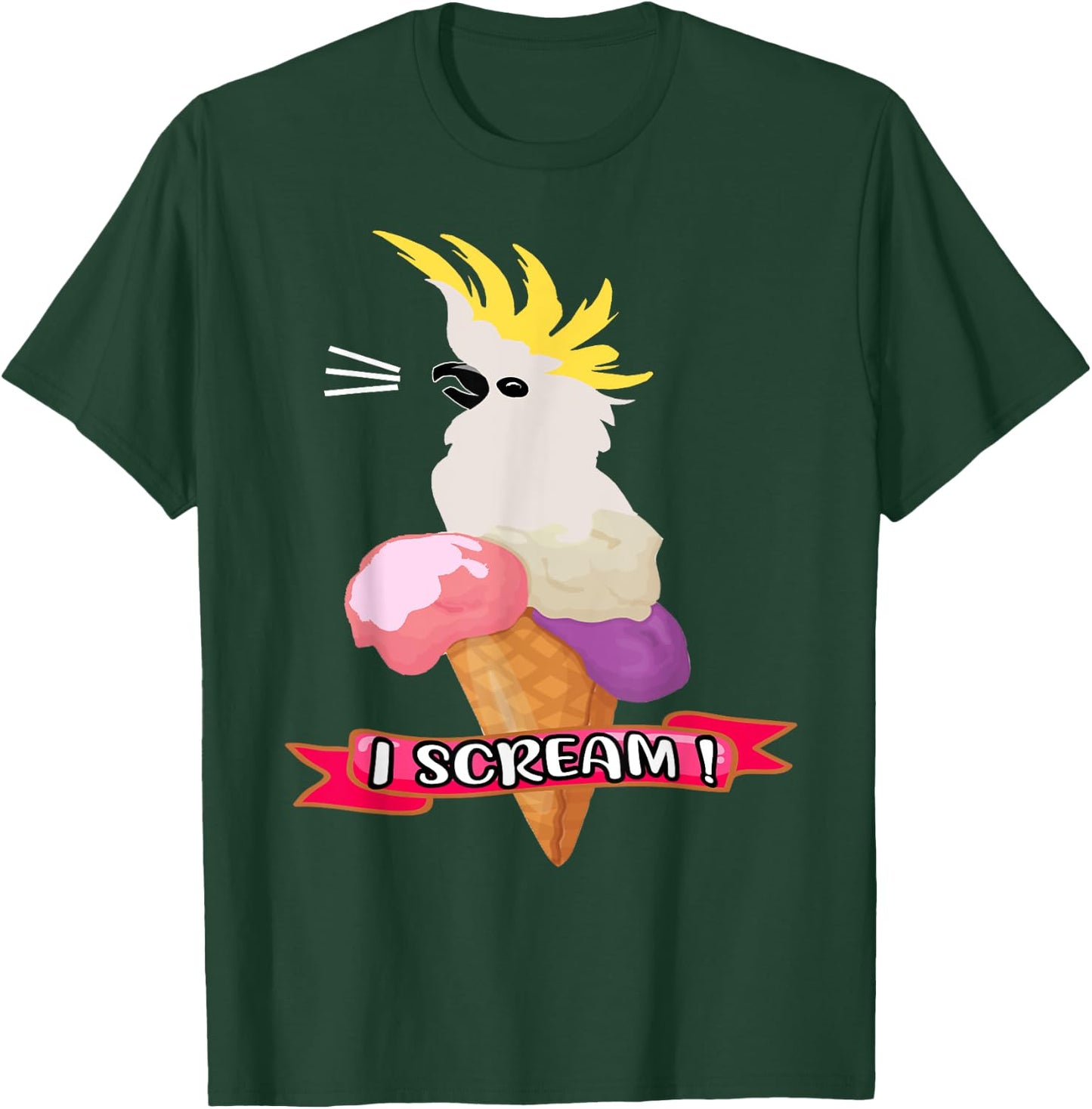 Sulfur Crested Cockatoo Ice Cream Parrot - Cockatoo . T-Shirt - T-Shirt | Forest