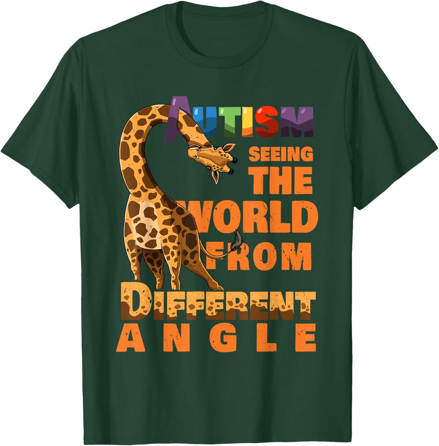 National Disability Campaign Love Asperger Warrior Autism Awareness Giraffe Lover Inspiring Gift Men Women Kids T-Shirt - T-Shirt | Forest