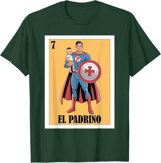 Funny Mexican Baptism Superhero Design - El Super Padrino T-Shirt - T-Shirt | Forest