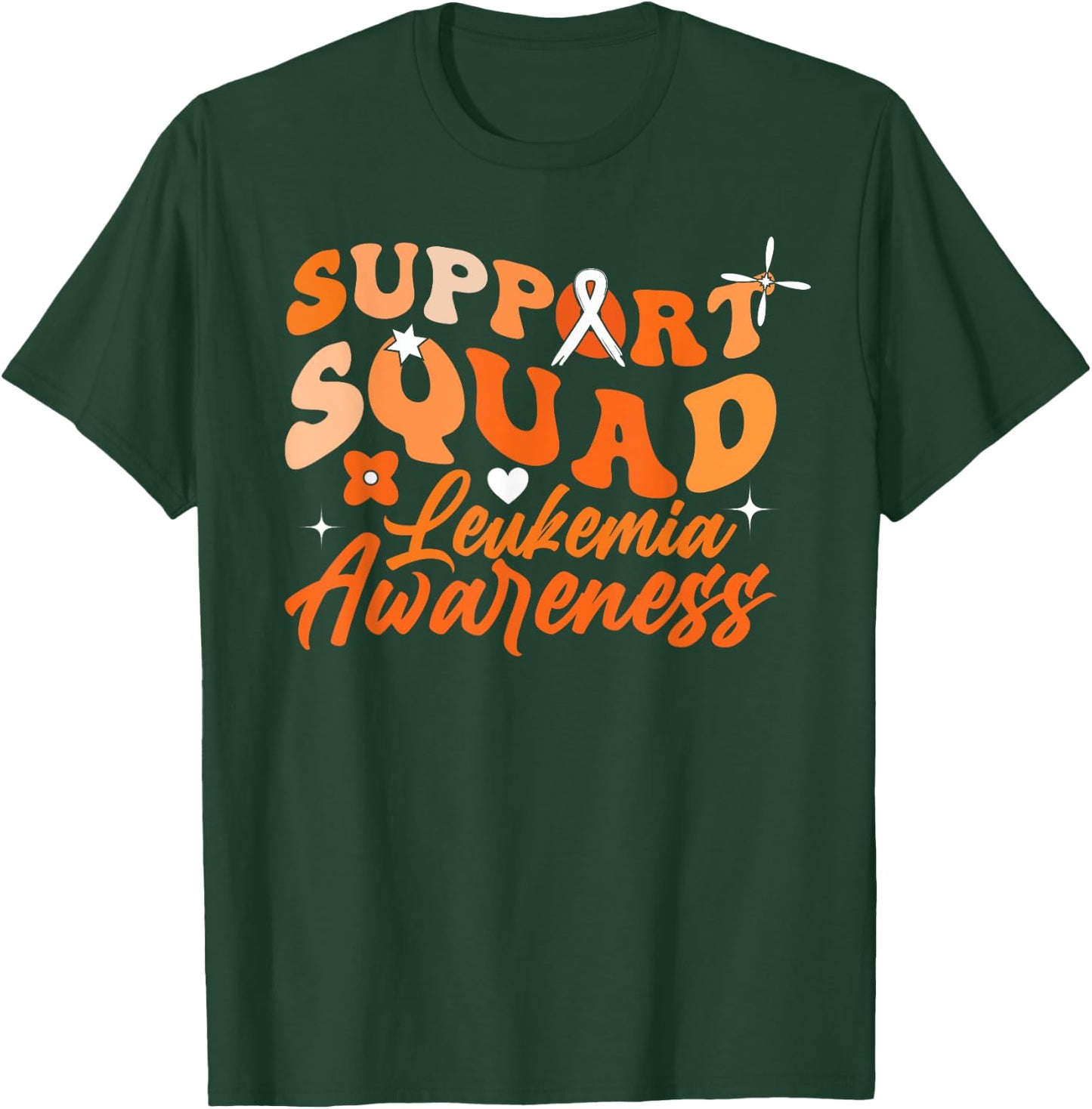 Support Squad Orange Ribbon Leukemia Blood Cancer Awareness T-Shirt - T-Shirt | Forest