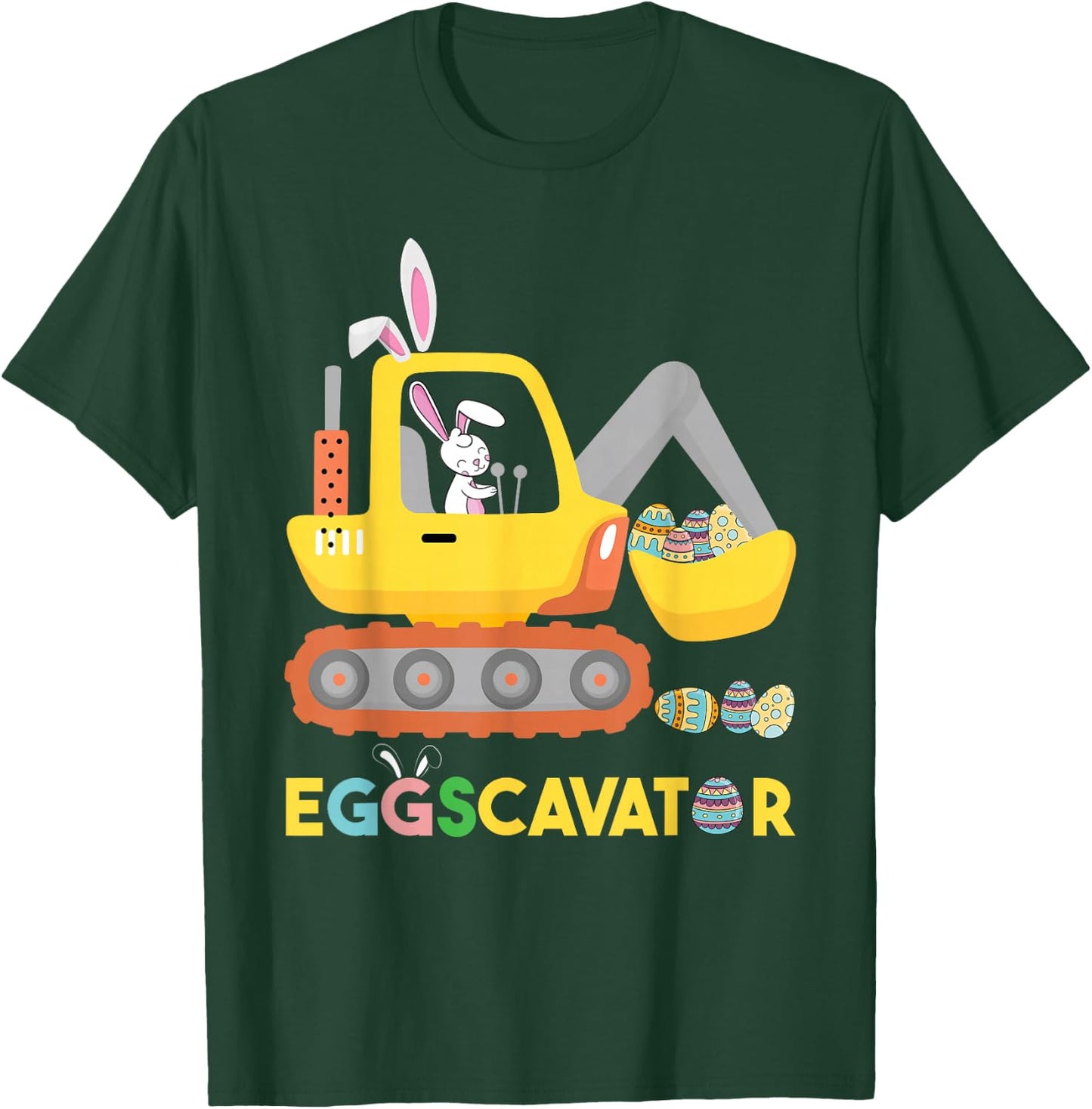 Funny EggsCavator Easter Bunny Excavator Toddler Boys Easter T-Shirt - T-Shirt | Forest