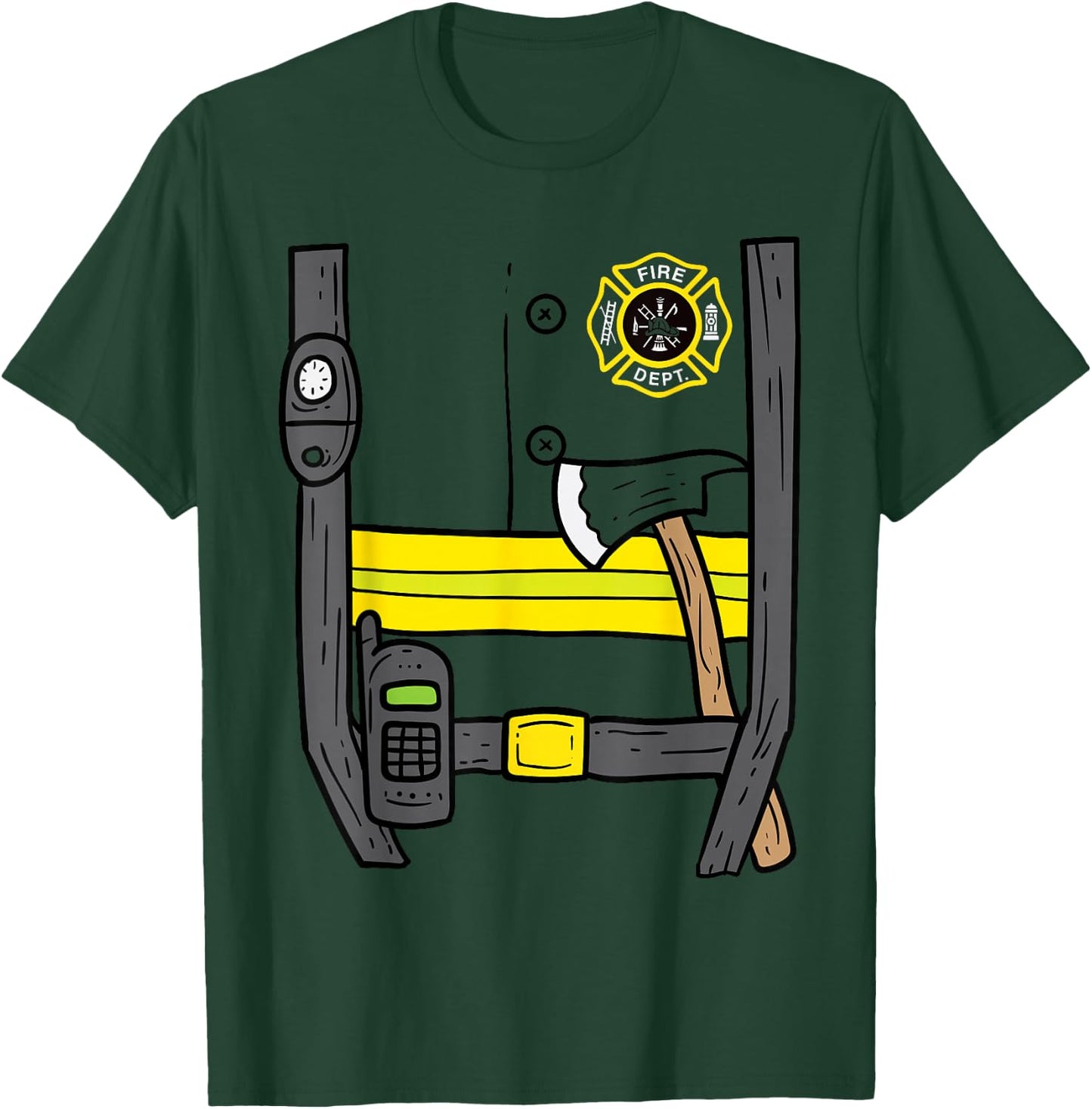 Firefighter Fireman Easy Lazy DIY Halloween Costume Boys T-Shirt - T-Shirt | Forest