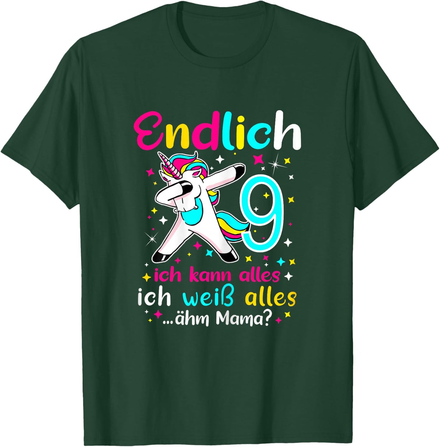 9th Birthday Girl 9 Years Old , black T-Shirt - T-Shirt | Forest