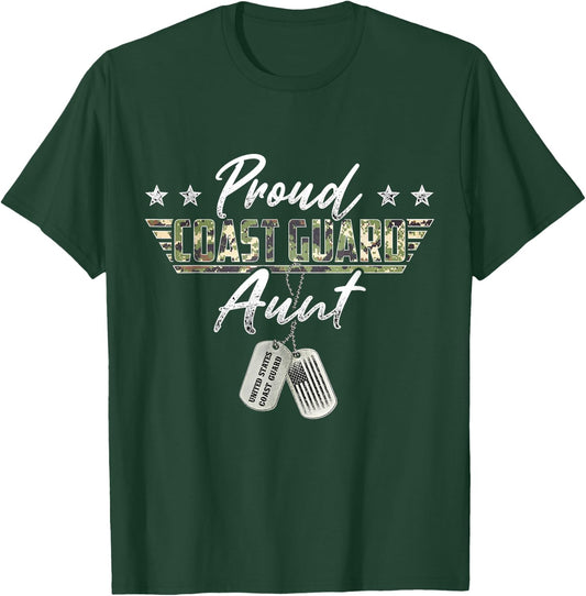 Proud Coast Guard Aunt American Military Gifts T-Shirt - T-Shirt | Forest