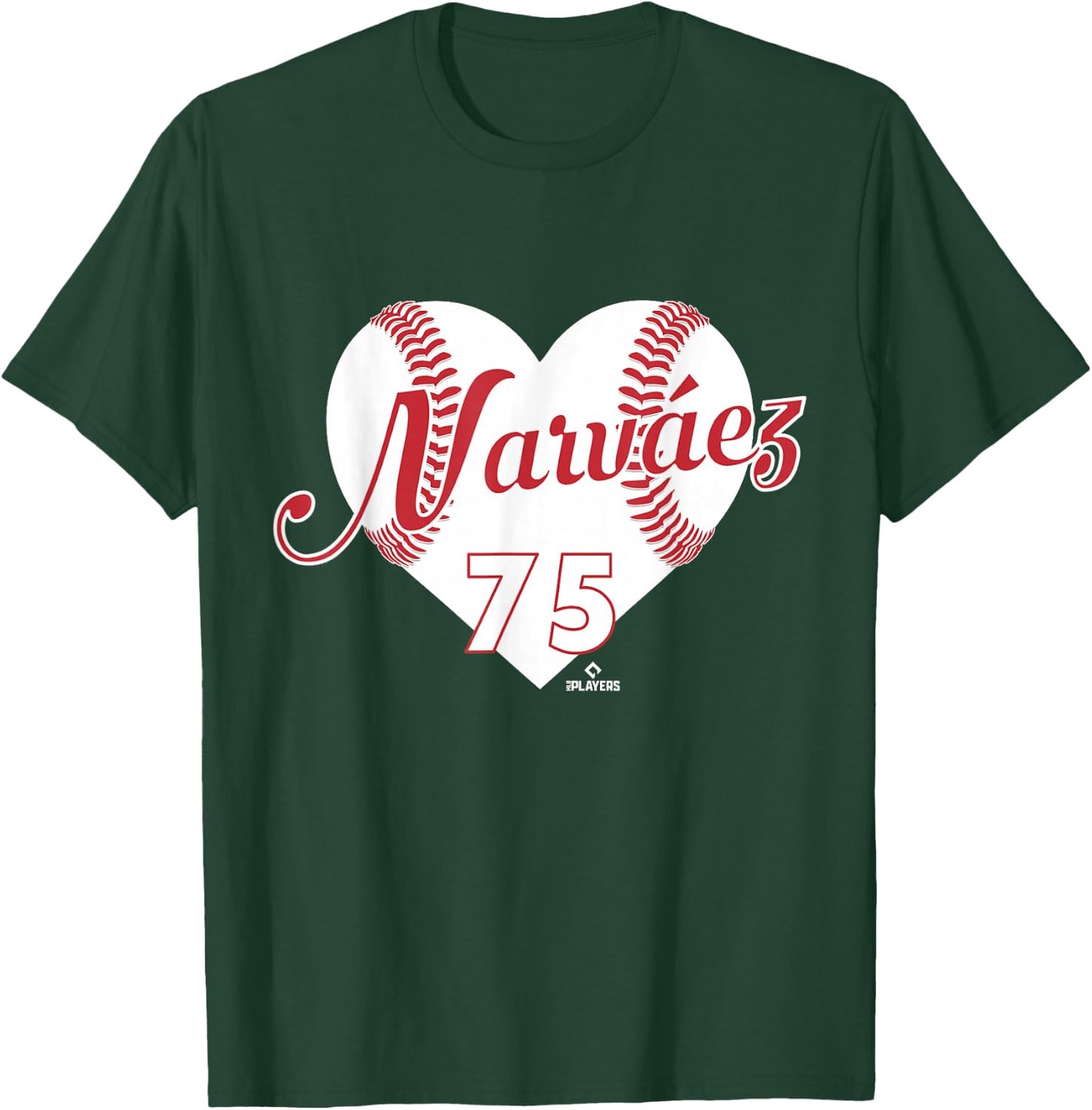 Baseball Heart Carlos Narvaez Boston Baseball MLBPA T-Shirt - T-Shirt | Forest